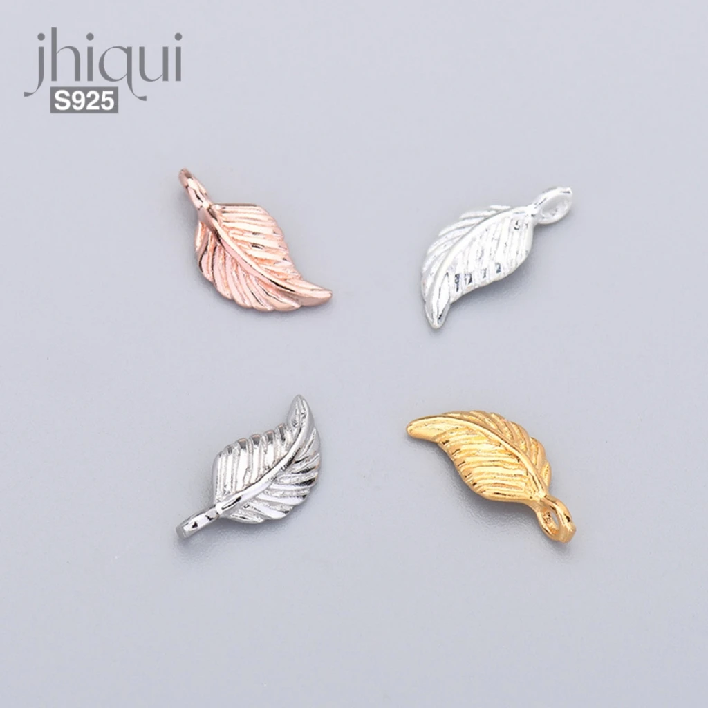 1PC 925 Sterling Silver gold/rose gold/platinum Plated Leaf Charm Pendant for DIY Bracelet Necklace Solid Silver Fine Jewelry