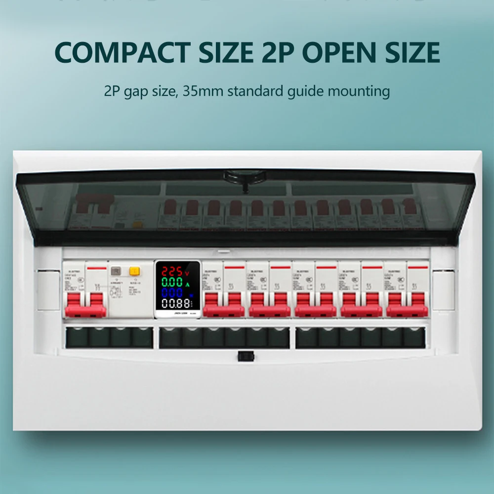 Medidor inteligente de trilho din, 100a, 25kw, ac 70 ~ 270v, voltímetro, display digital colorido, medidor de energia de tensão com função de memória desligada