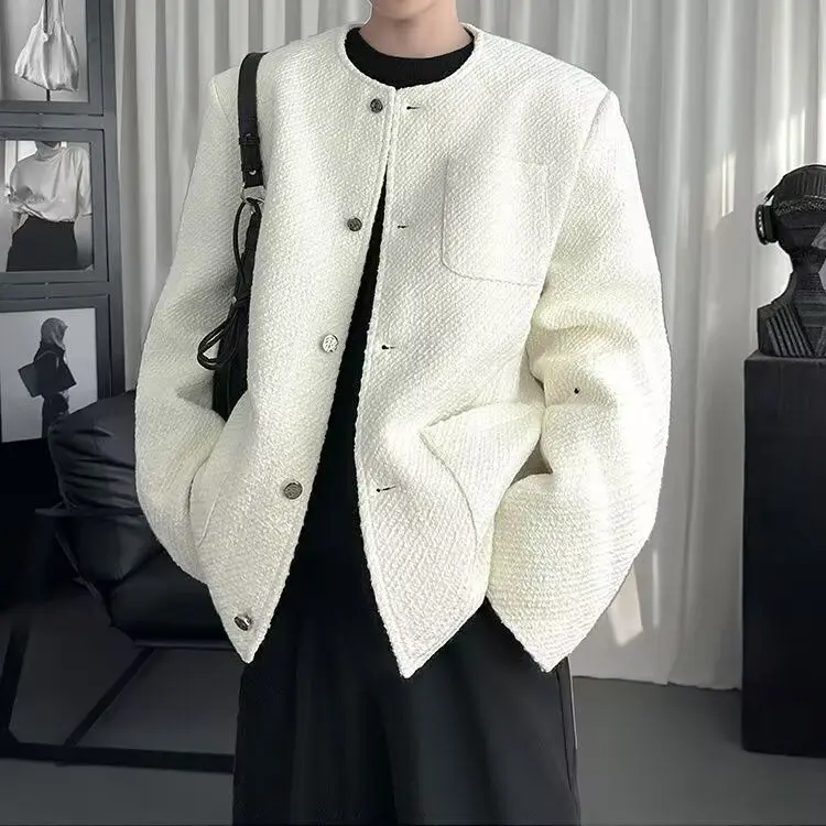 

Весенняя мода, мужской роскошный топ с подплечниками, джат, открытый кардиган, шерстяной топ, маленькая верхняя одежда, модная корейская версия