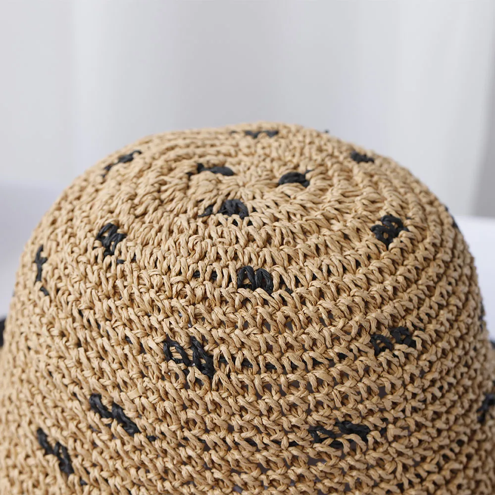 2024 New fashion Style Wave point Foldable Sun Crochet Hat For Beach, Travel And Vacation handmade straw hat