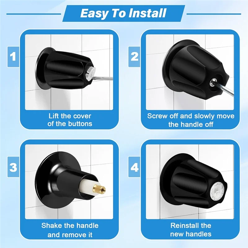 -A95Z Duschknöpfe, 3-teiliges Ersatz-Badewannen- und Duschset mit 3 Griffen, 3-Griff-Trimmset für Wasserhahngriffe