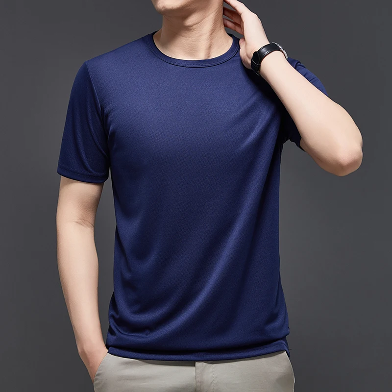 

Summer new men's sportswear round neck T-shirt solid color short sleeved casual versatile half sleeved T-shirt