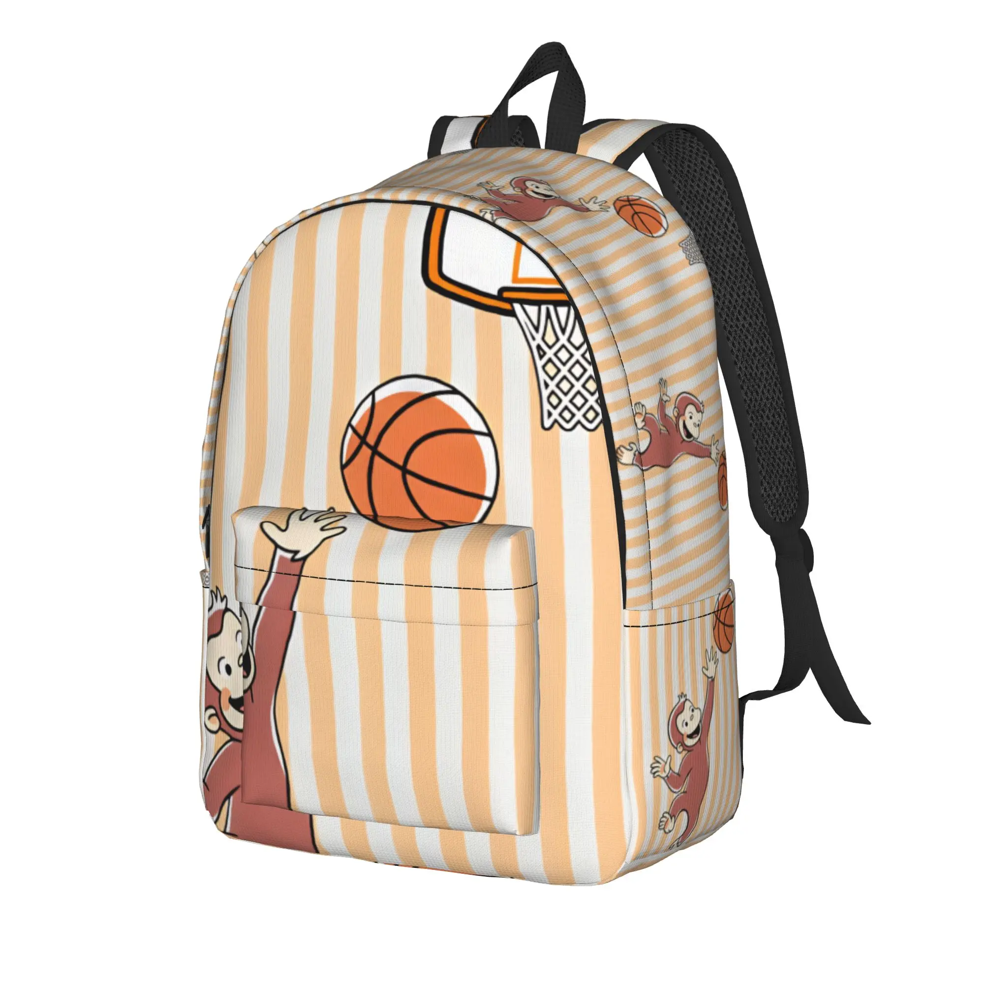 Curious George African Monkey  Backpack  Daily Backpacks Men Designer Print School Bags Kawaii Rucksack