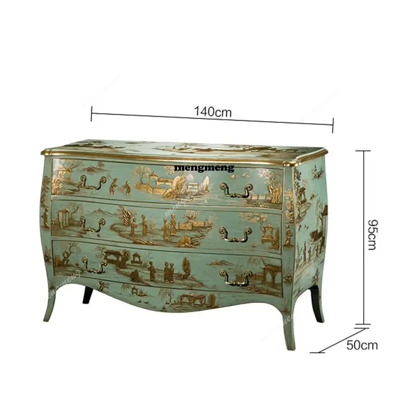 French painted chest cabinet retro style porch living room decorative cabinet European art solid wood dining side cabinet