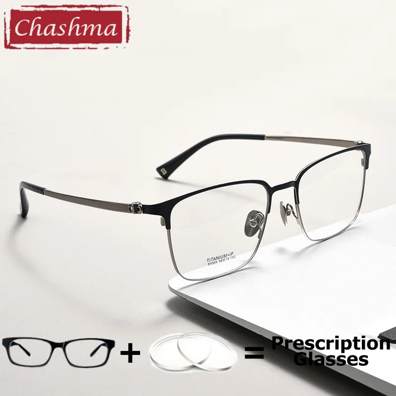 

Pure Titanium Men Prescription Glasses Office Working UV Protection Myopia Optical Crystal Progressive Recipe Lenses Student