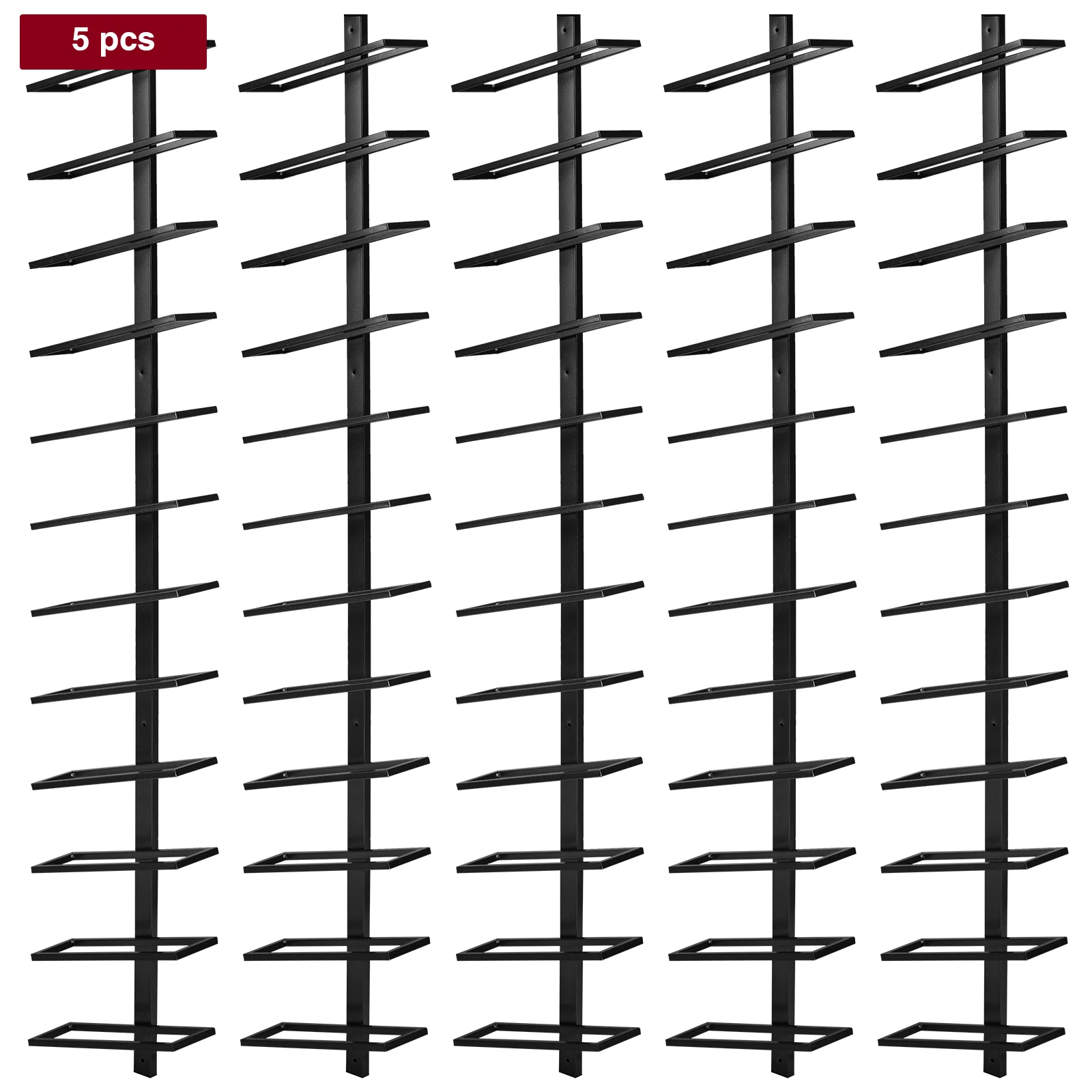 

5 Pack Wall Mounted Wine Rack for 60 Wine Bottles Wine Bottle Holder Metal Storage Rack for Kitchen Dining Room Bar Wine Cellar