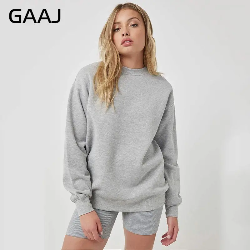 100% Cotton Women's Crewneck Sweatshirt,Solid Casual Brand,Autum Winter Long Sleeve Pullover Tops,Quality Clothing,330Gsm13.4oz