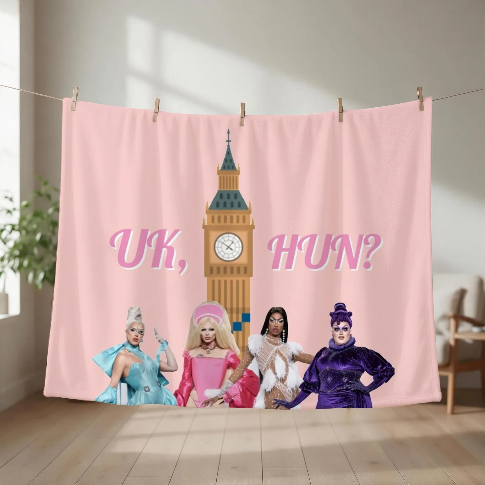 Uk, Hun RuPauls Drag Race UK United Kingdolls Throw Blanket couch cozy soft plush fuzzy picnic outdoor blanket