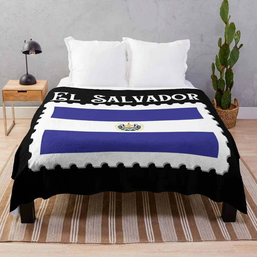 Stamp of the El Salvador Flag Throw Blanket Decorative Sofa Sofa Throw Multi-Purpose wednesday Blankets