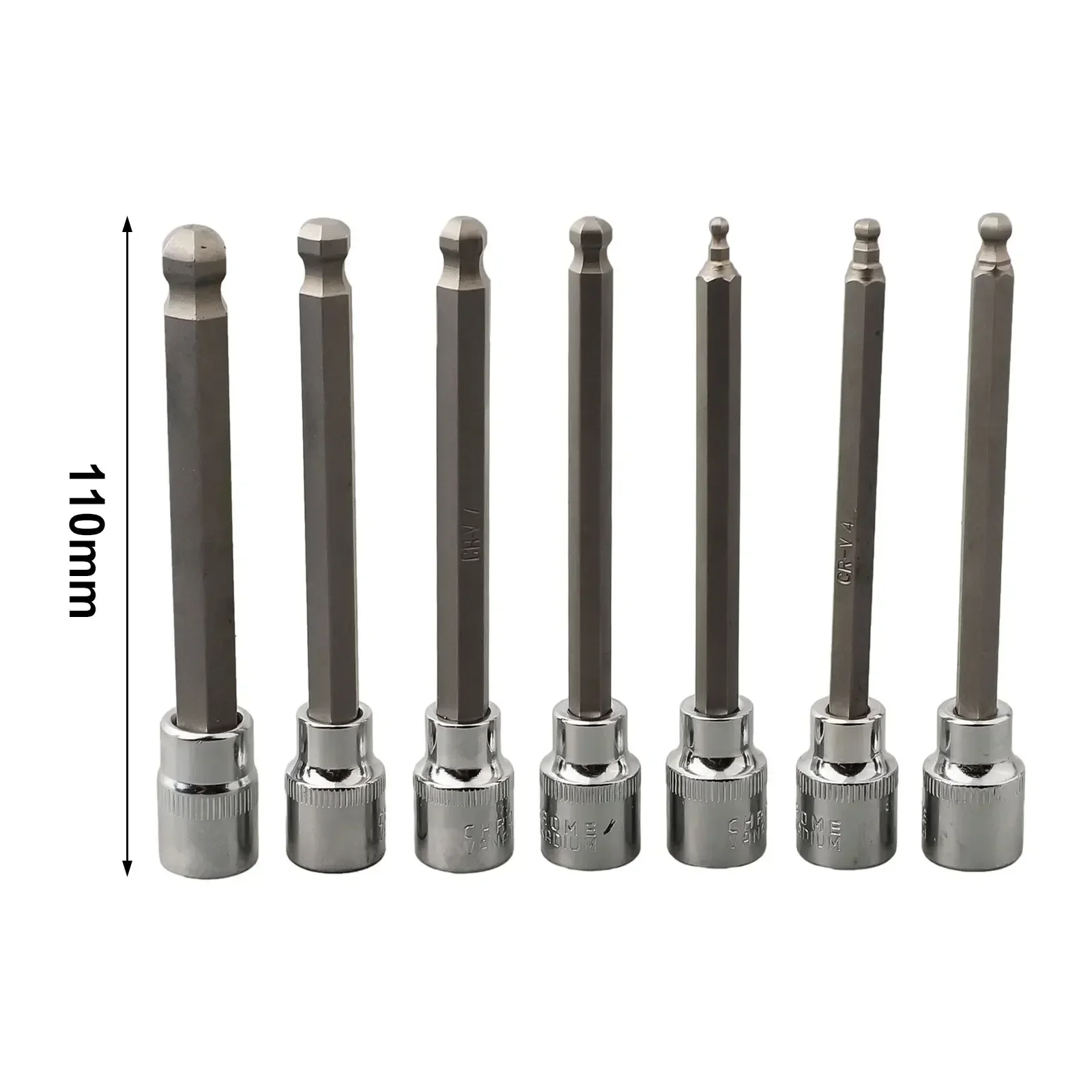 Square Ball Extension Power Bar Head For 7pcs Driver 3/8inch End Tools Adapter Impact 110mm Wrench Hexagon Sockets