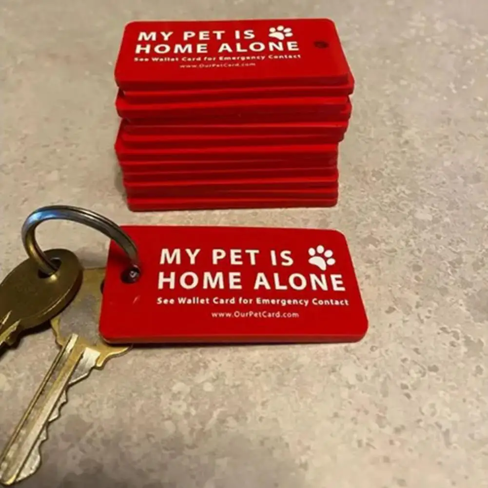 Pet Home Keychain Pet Safety Keychain with Emergency Contact Card Home Pet Warning Tag Dog Cat Identification Key Tags Safety