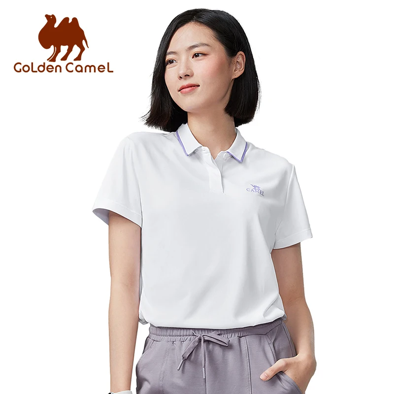 GOLDEN CAMEL T-shirts Outdoor Quick-dry Polo Shirts Men Women Short-sleeved t-shirt 2023 Summer Lapel Loose Running Sports Top