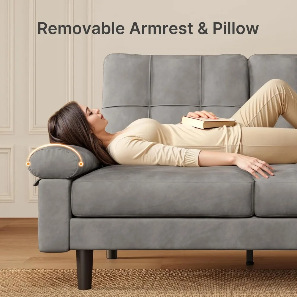 أريكة مخملية حديثة قابلة للتحويل على شكل حرف L مكونة من 3 مقاعد لغرفة المعيشة والشقة وراحة المكتب #3