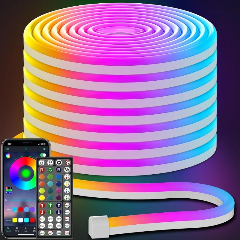 Led Neon Rope Lights,Control with App/Remote,Flexible Led Rope Lights,Multiple Modes,IP65 Outdoor RGB Neon Lights Waterproof