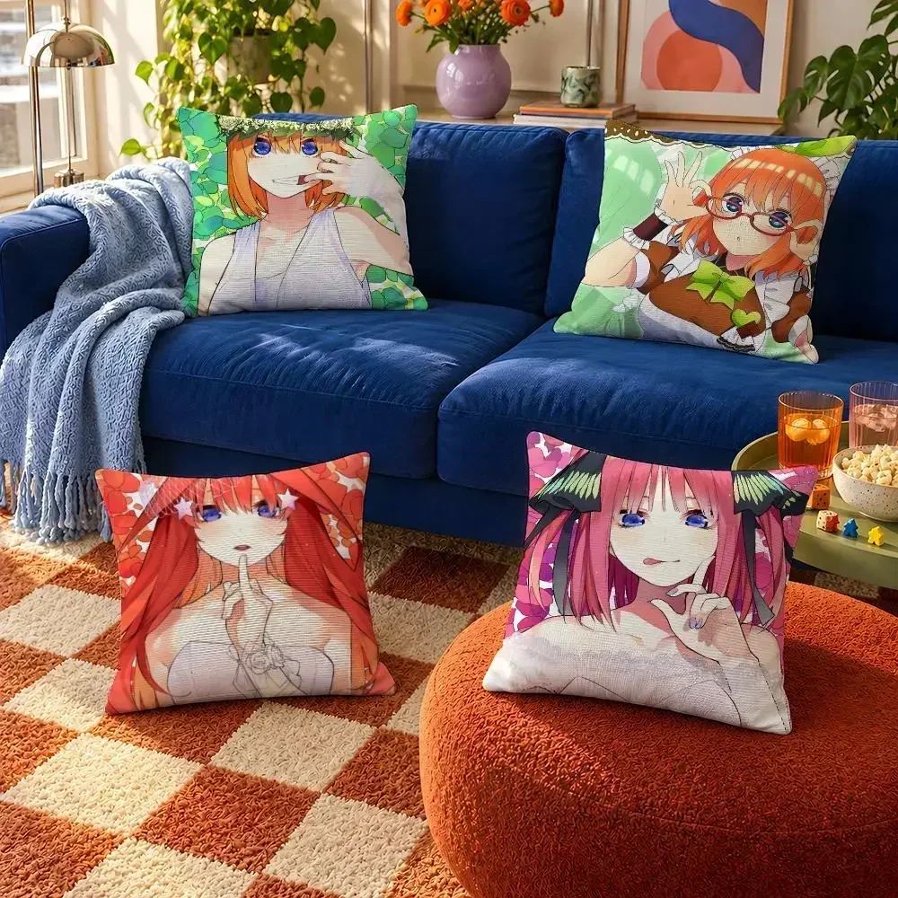 Anime The Quintessential Quintuplets QQ Cushion Cover Throw Pillow Soft Short Plush Cozy Colorfast For Sofa Bedroom Home Decor