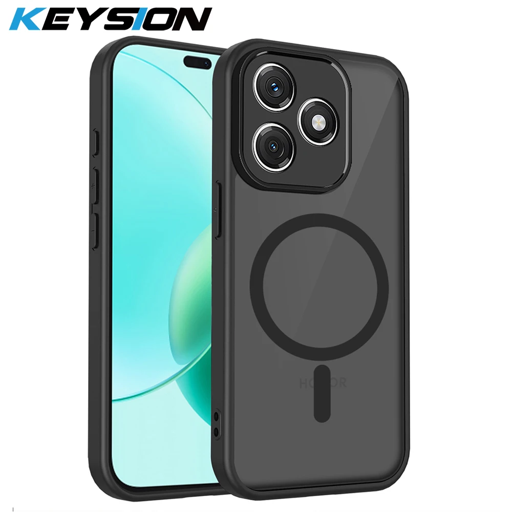 KEYSION Magnetische Handyhülle für HONOR X5d X5c Plus, Silikon + PC, matt, durchscheinend, schwarz, stoßfeste Abdeckung für Honor X5c X5d Plus