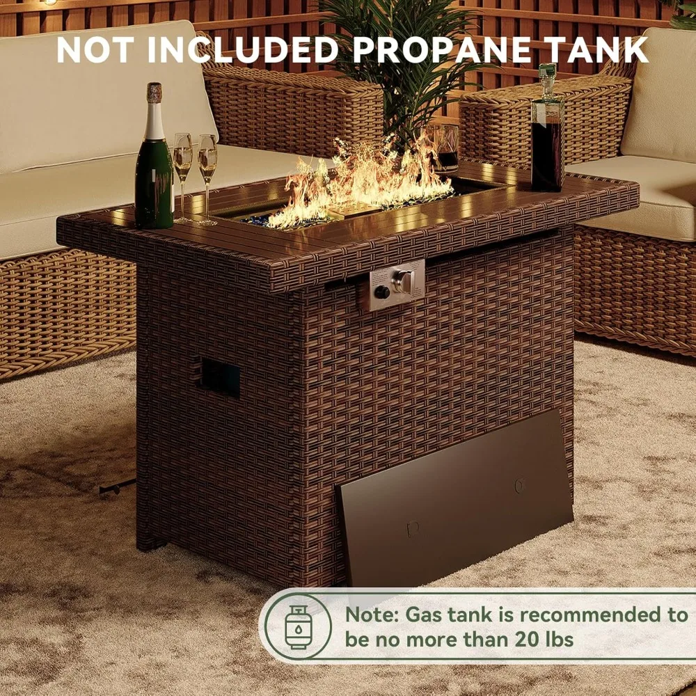 

Outdoor Propane Fire Pit Table with 60,000 BTU, Removable Lid, Waterproof Cover, and Lava Rocks