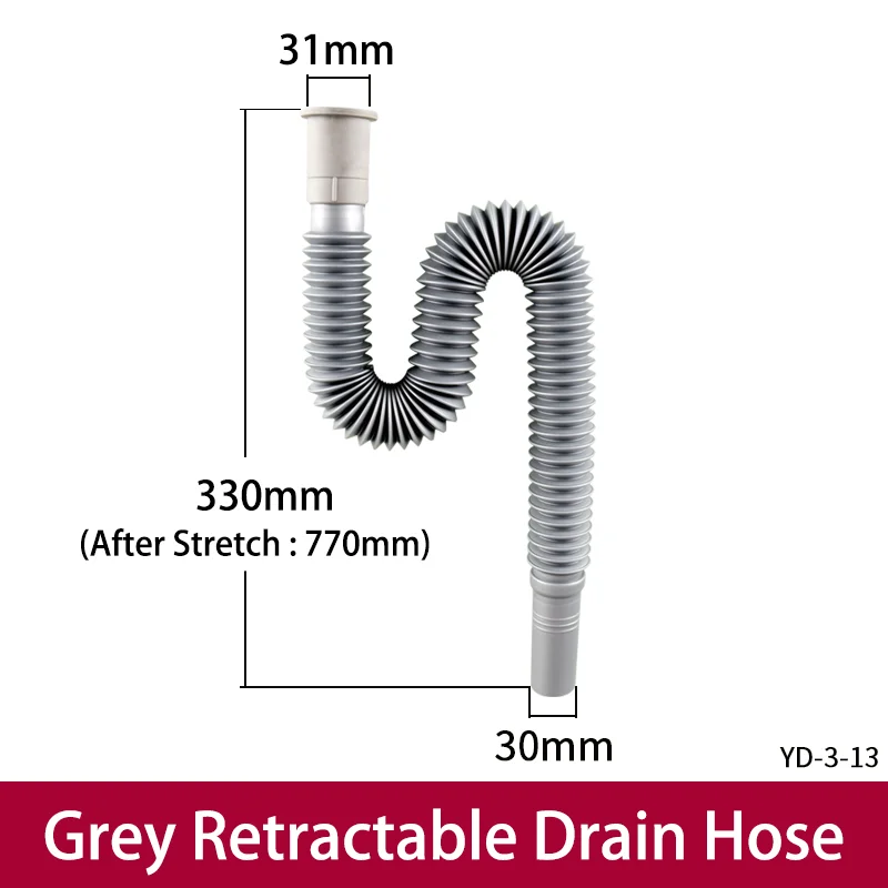 

Grey Retractable Drain Hose 32mm Common Interface Telescopic Sewer Hose Washbasin Drainage Bathroom Sink Sewer Water Outlet Pipe