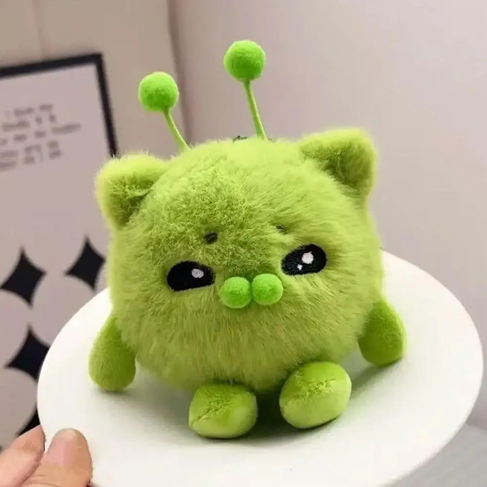Green Alien Cat Hakimi Plush Doll Ugly Cute Cat Doll Cat Pendant Soft Furry Decor Toy For Bag Green Cat Plush Toy Bag Hanging