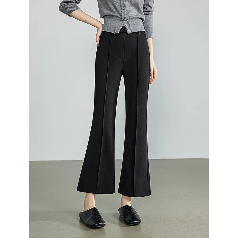 TOYOUTH Women Casual Pants 2024 Autumn New Elegant Style Micro Flare Ankle Length Casual Pants