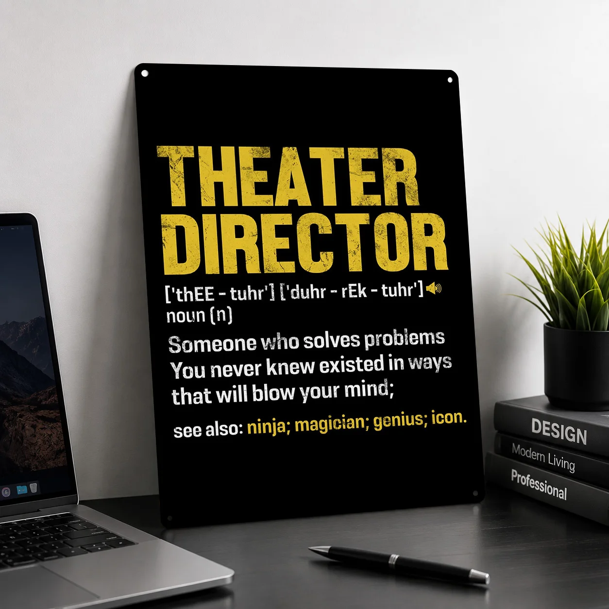 Theater Director Funny Personalized 3D Textured Metal Poster Wall Art Vintage Tin Signs for Luxury Decoration Home Decorations