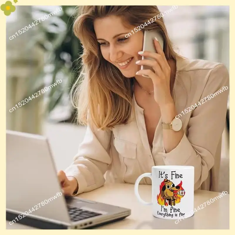 LDHL Coffee Beer Mug Cup Coffee Mugs Funny Mug Reusable Design Funny Coffee With The Words It's Everything Is Fine For Coffee