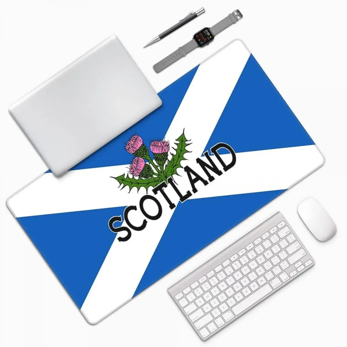 Scotland Saltire Flag - Scottish St Andrews Cross And Thistle Large Mouse Pad Computer Keyboard Mouse Mat Gaming PC Laptop Desk