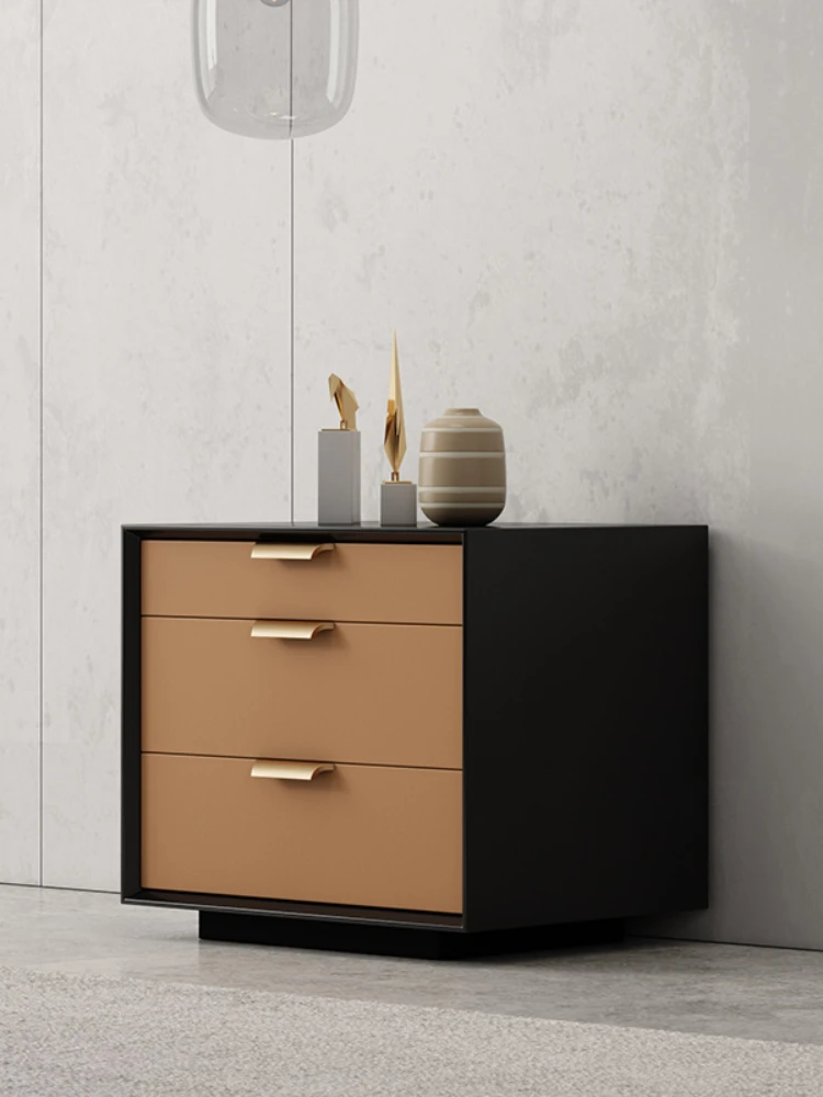 Modern Light Luxury Minimalist Solid Wood Bedside Cabinet Bedroom Drawer Locker Storage Cabinet