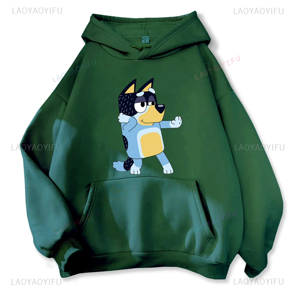 Bingo Bandit Chili Heeler Cartoon Printed Hoodie Cute Harajuku Long Sleeved Everyday Men and Women Kawaii Hoodie Pullover