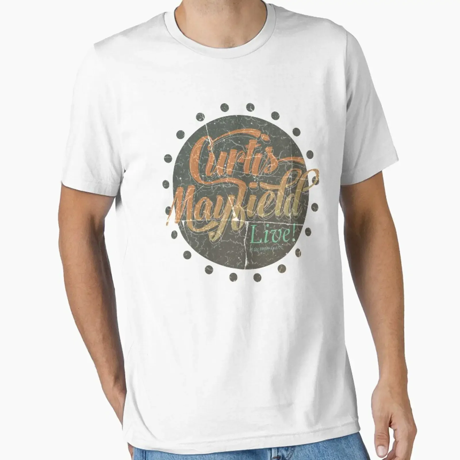 Curtis Mayfield Live at the Bitter End 1971 Logo Essential T Shirt vintage Washed Slightly Breathable Comfortable Stylish