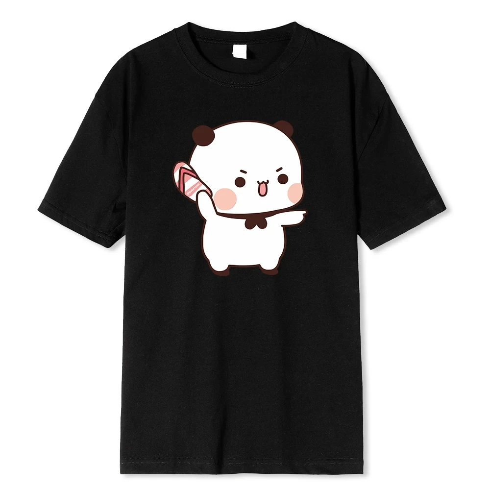 

Lovely Bubu Is Throwing Flip-flops At Dudu Since He Teases Bubu T Shirt Bear Tshirt Kawaii Male Clothes Men Tops Shirt 80303
