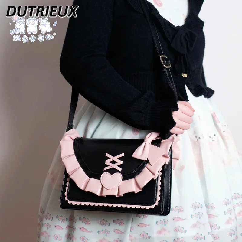 

Japanese Lolita Style Sweet Crossbody Portable Bag Female Cute Pink Shoulder Bags for Women 2025 New Spring Autumn Original