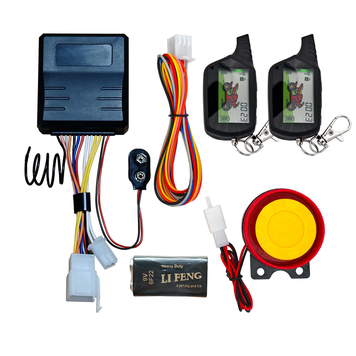 

Motorcycle bidirectional anti-theft alarm remote control with vibration buzzer one key start flameout double flash screen displa