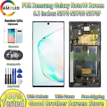 슈퍼 AMOLED 프레임 디스플레이 터치 스크린 디지타이저 어셈블리, 삼성 갤럭시 노트 10 N970F note10 N970 N9700 LCD, 6.3 인치