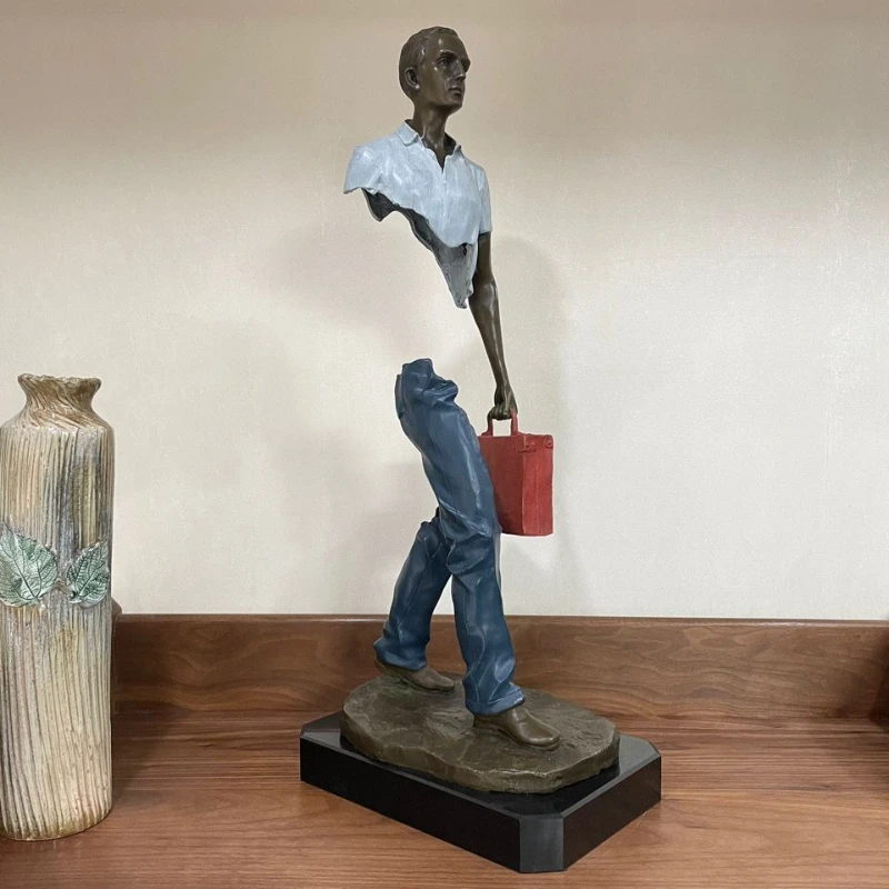 Copper Sculpture Invisible Man Traveler Bronze Statue Ornament Character Model Abstract Creative Business Gifts