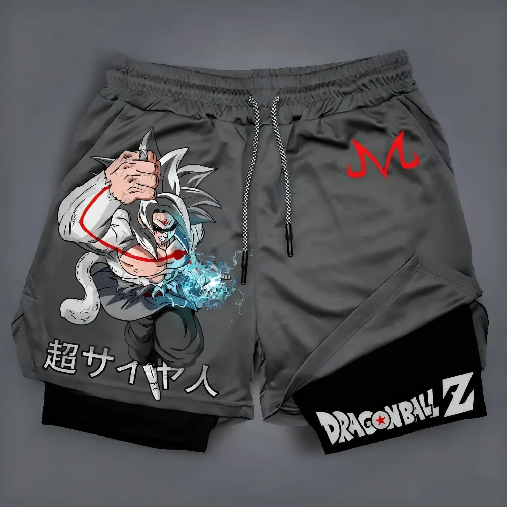 

Dragon Ball Anime Goku Peripheral Printed Double-layered Shorts 2025 Summer American Sporty Men's Loose and Breathable Pants