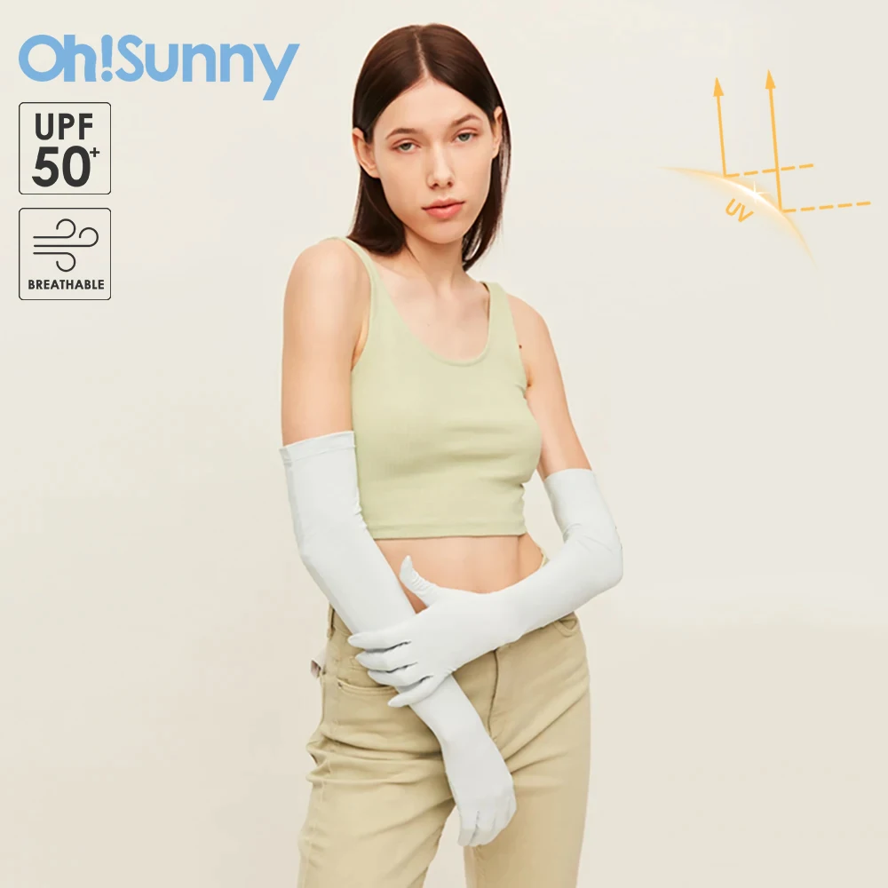 Ohsunny Lange Arm Mouw Handschoenen Nieuwe UV-Bescherming Upf50 + Vrouwen Zonnebrandcrème Opening Ontwerp Coolchill Ademende Koeling Golfhandschoen