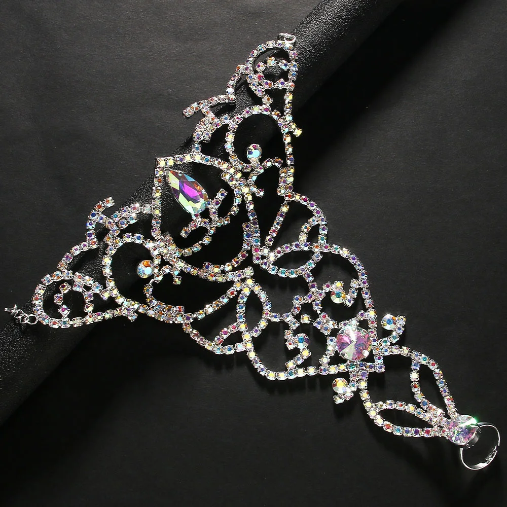 خلخال كريستال ملون للنساء ، مجوهرات بوهو للرقص الشرقي ، سلسلة إسورة قدم رائعة ، حجر الراين المجوف ، حفلة ، قاعة رقص