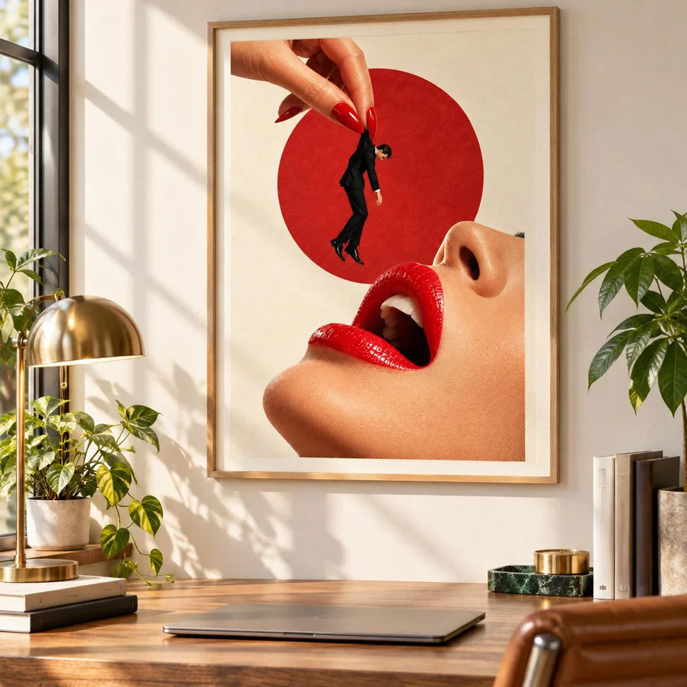 Man Eater Art Canvas Print Girl Aesthetic Poster Dark Feminine Trendy for Modern Living Room Decor