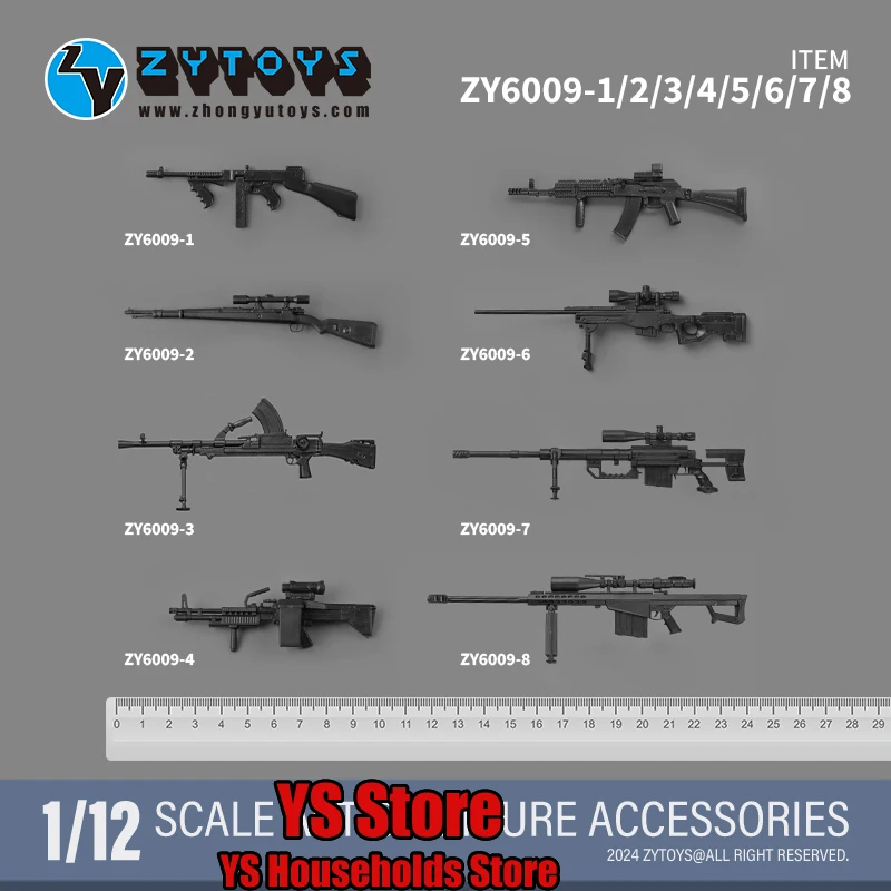 ZYTOYS ZY6009 1/12 Soldier Mini Weapon Accessories M200 M82A1 M1928 Static Non-functional Model Sniper Gun Toys For 6