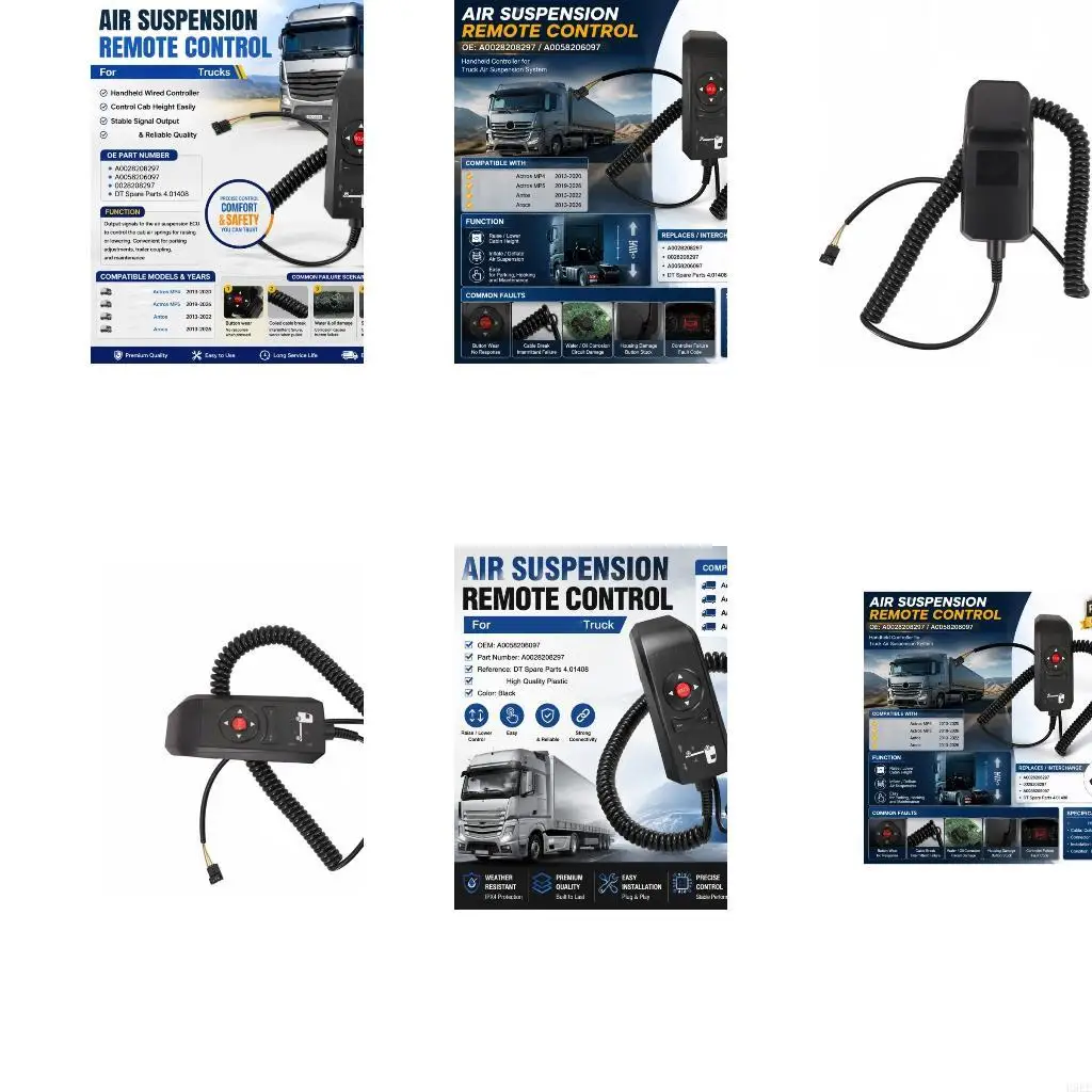 Truck Cab Suspension Height Remote Controller with Directional and STOP Buttons, Cable Connected Handheld Control for H9EE