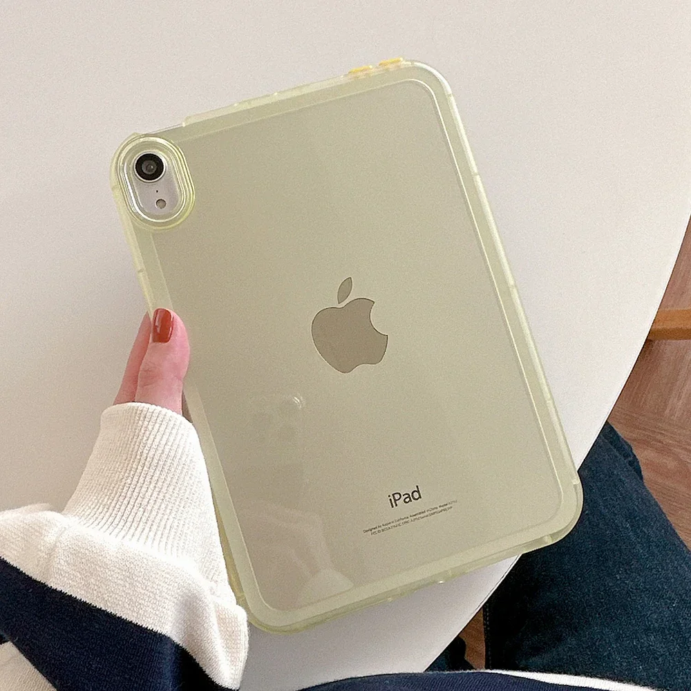 حافظة مضادة للصدمات لجهاز iPad Pro 13 11 2024 12.9 10 10.2 Air Mini 6 5 4 10.9 2022 2021 2020 غطاء شفاف ناعم اللون ممتص للصدمات غلاف كامل