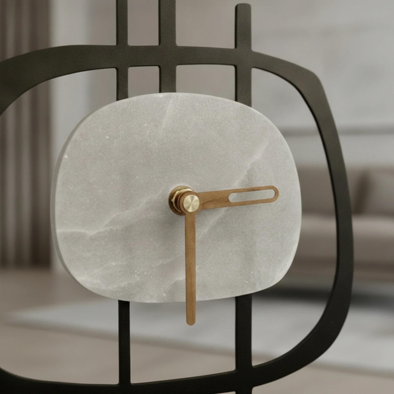 Decorative Table Clock Minimalist Clock with Metal Frame Elegant Battery Powered for Desk, Shelf