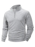 Autumn Men's Sweatwear Quarter Zip Up Sweatshirts Base Sweater Long Pullover Men's Outdoor Mock Neck Tops Streetwear 5