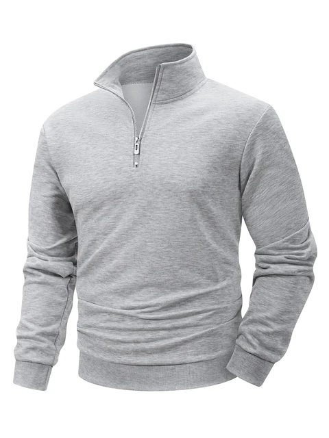 Autumn Men's Sweatwear Quarter Zip Up Sweatshirts Base Sweater Long Pullover Men's Outdoor Mock Neck Tops Streetwear 5