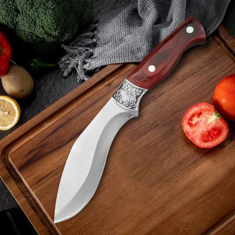 Kitchen Knife Ultra Sharp Chef Knife BBQ Meat Cleaver Utility Boning Stainless Steel Fruit Fish Butcher Knife Wooden Handl