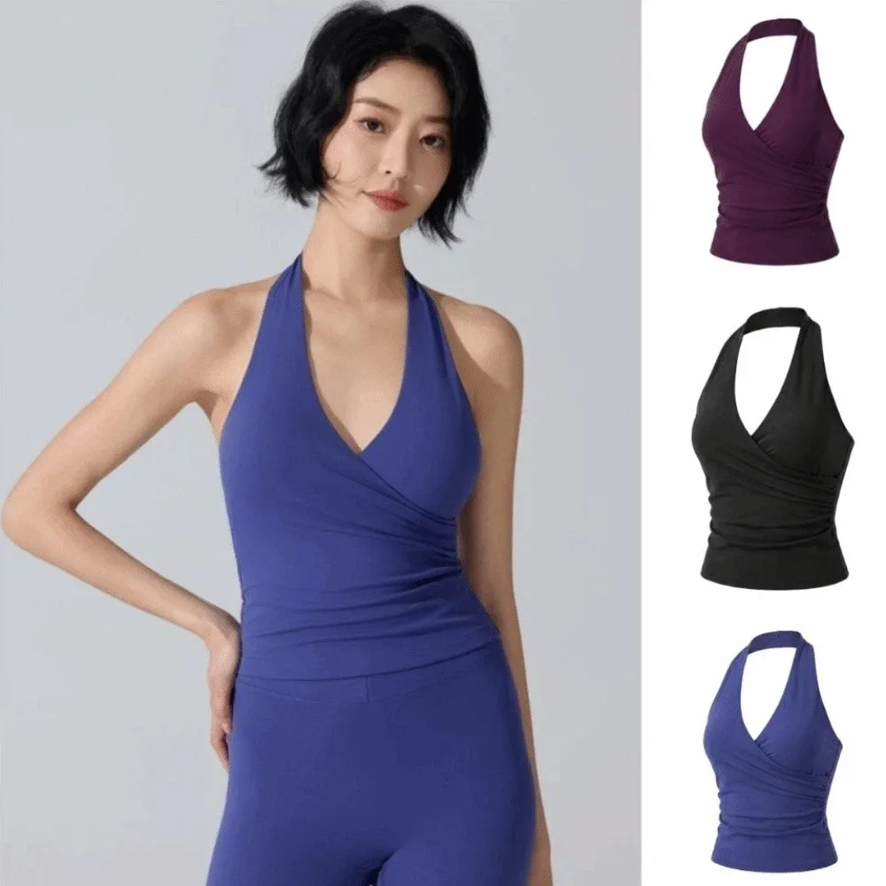 Sport Essentials Halter Neck Yoga Outfit Backless Seamless Sports Bra Breathable Detachable Yoga Vest Yoga