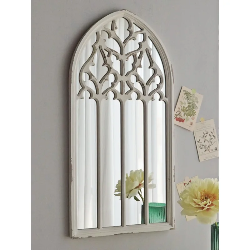 SP025 European French retro vintage vintage window mirror, porch mirror, background wall decoration, wall decoration, homestay d