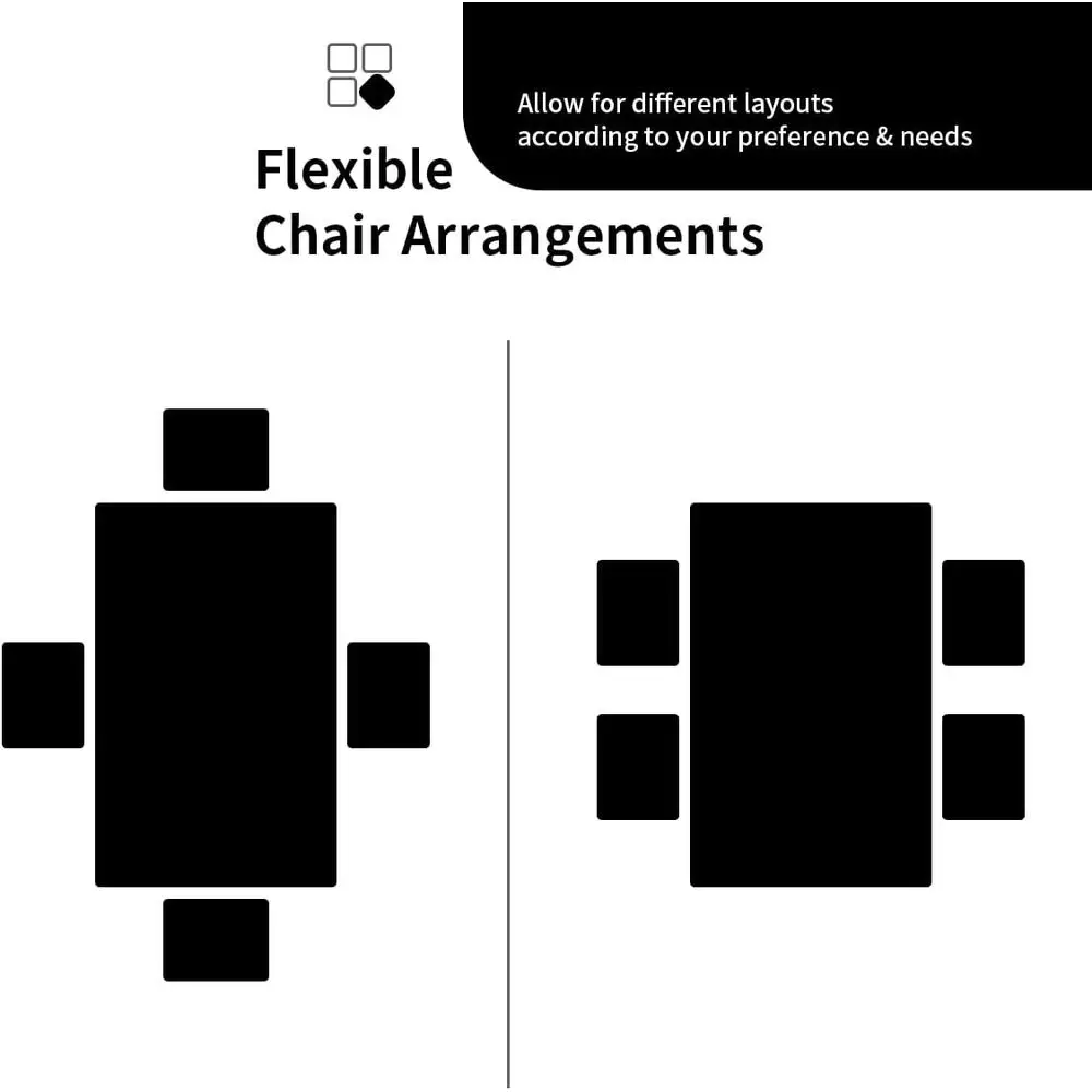 Moderne eetset met glazen blad voor 4 personen, compacte rechthoekige metalen tafel met leren stoelen voor kleine appartementen