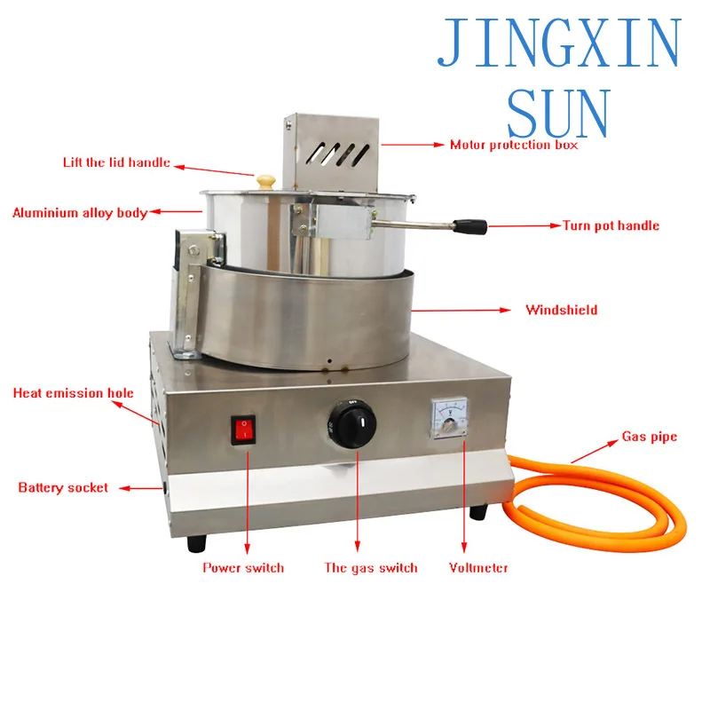Stainless steel Corn Popper Maker Commercial  Electric Popcorn Machine Gas Heating  Spherical Butterfly Popcorn Pot 25W